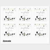 カクテルケーキバルーン金ゴールドブラックメリークリスマス スクエアシール (シート)