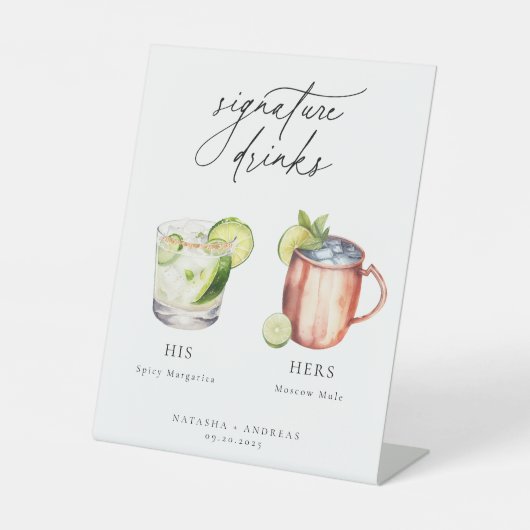 カクテルコンテンポラリーのシグネチャードリンク 台座サイン (正面)