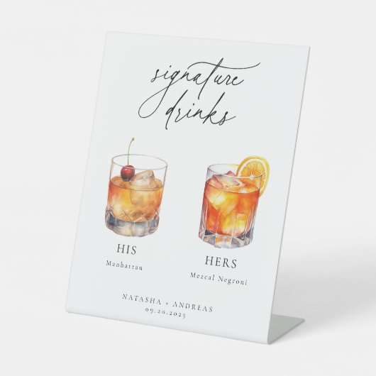 カクテルコンテンポラリーのシグネチャードリンク 台座サイン (正面)