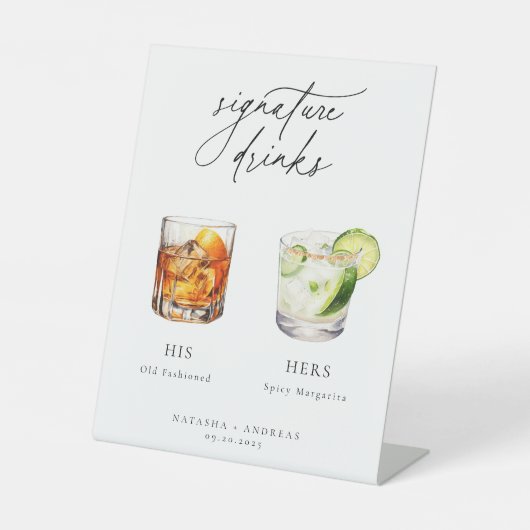 カクテルコンテンポラリーのシグネチャードリンク 台座サイン (正面)