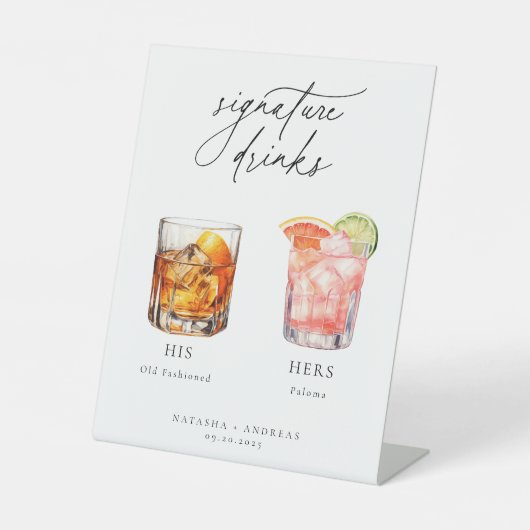 カクテルコンテンポラリーのシグネチャードリンク 台座サイン (正面)