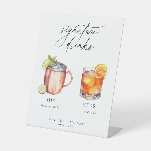カクテルコンテンポラリーのシグネチャードリンク 台座サイン (正面)