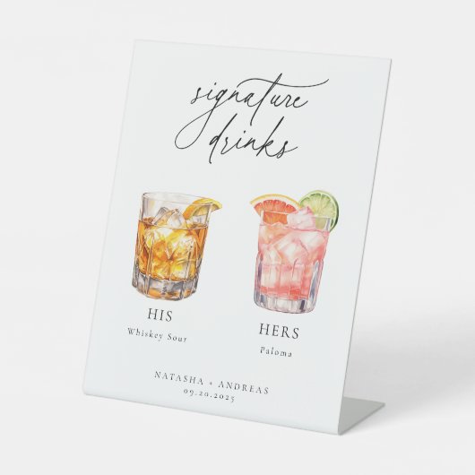 カクテルコンテンポラリーのシグネチャードリンク 台座サイン (正面)