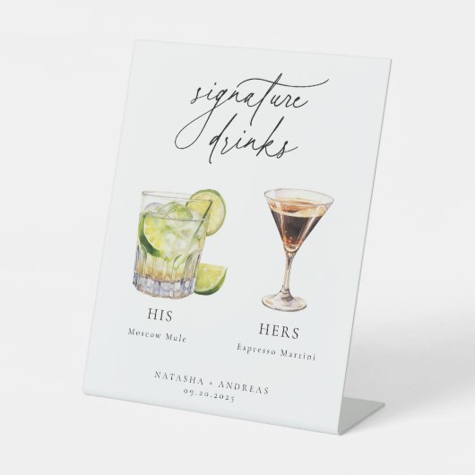 カクテルコンテンポラリーのシグネチャードリンク 台座サイン (正面)