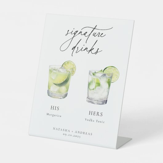 カクテルコンテンポラリーのシグネチャードリンク 台座サイン (正面)