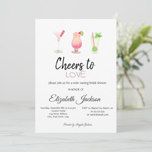 カクテルサマーストライプのブライダルシャワー 招待状 (スタンド正面)