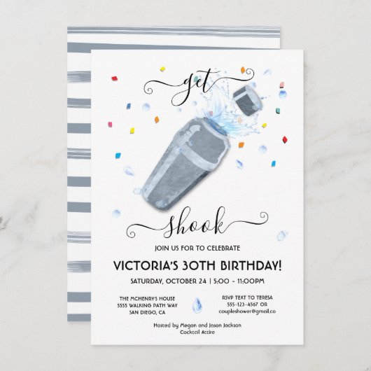 カクテルシェーカーパーティー 招待状 (正面/裏面)