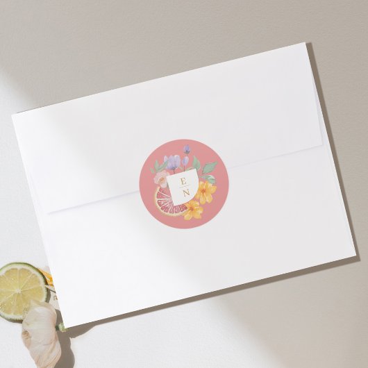 カクテルシトラスウォーターフローラ結婚ズモノグラム ラウンドシール