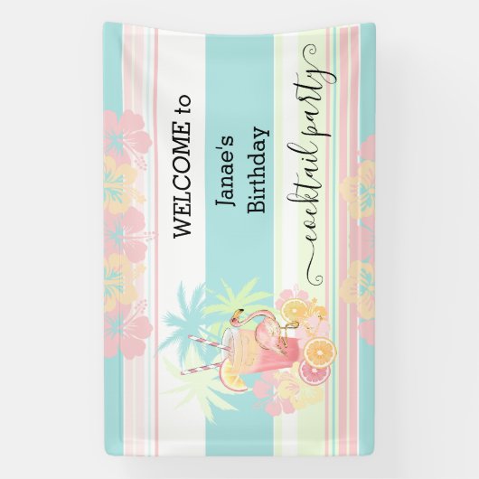 カクテルシトラスサマープールパーティービーチトロピカル 横断幕 (縦)
