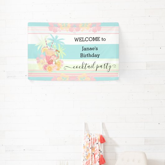 カクテルシトラスサマープールパーティービーチトロピカル 横断幕 (インサイチュ)