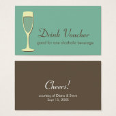 カクテルシャンパングラスイベントグリーンドリンクチケット (正面&裏面)