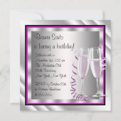 カクテルシューズ女性ホットピンクブラック誕生日 招待状 (裏面)