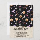 カクテルジャックオランタンウィッチハットハロウィーン 招待状 (正面)
