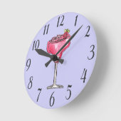 カクテルストロベリーダイキリレッドウォーター絵を描色 ラウンド壁時計 (傾斜)
