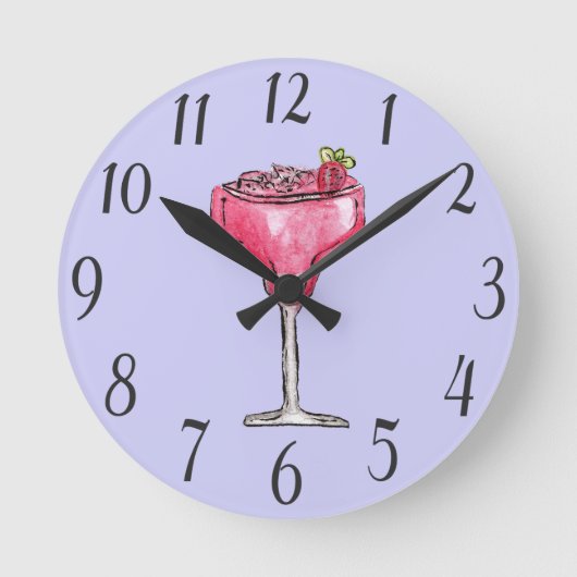カクテルストロベリーダイキリレッドウォーター絵を描色 ラウンド壁時計 (正面)