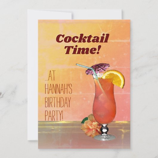 カクテルタイム！誕生日招待状 (正面)