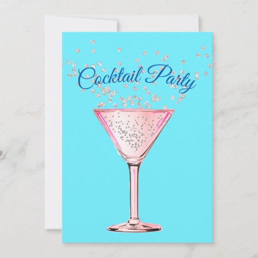 カクテルダイヤモンドモダン大人の誕生日パーティー 招待状 (正面)