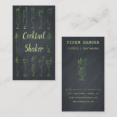 カクテルチョークボードバーテンダービジネスカードネオン 名刺 (正面/裏面)