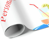 カクテルトレイ&カクテルドリンクのパーソナライズ ラッピングペーパー (ロールコーナー)