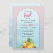 カクテルトロピカルドリンクプールサイドブライダルシャワー 招待状 (正面/裏面)