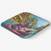 カクテルドリンクとプールに浮かぶヒッポ ペーパープレート (傾斜あり)