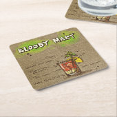 カクテルドリンクイラストレーション-血メアリーコースター スクエアペーパーコースター (アングル)