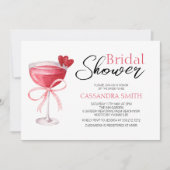 カクテルドリンクシックピンクボウブライダルシャワー 招待状 (正面)