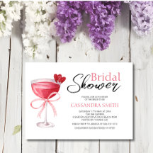 カクテルドリンクシックピンクボウブライダルシャワー