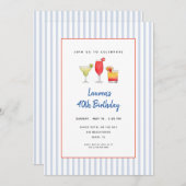 カクテルドリンクプールパーティー大人誕生日 招待状 (正面/裏面)