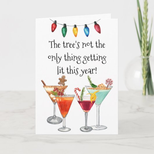 カクテルドリンクマルティーニのクリスマスホリデー シーズンカード (正面)