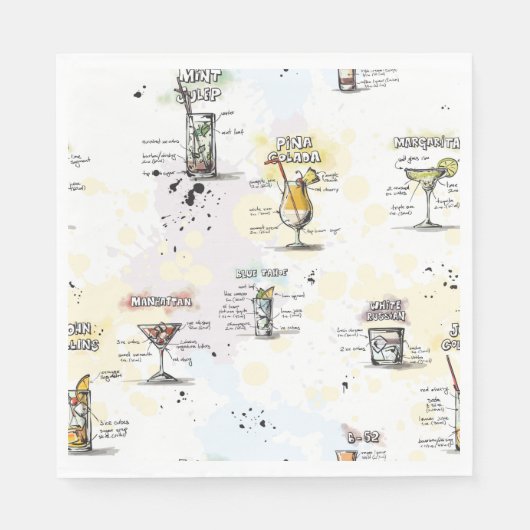 カクテルドリンクレシピデザイン スタンダードランチョンナプキン (正面)