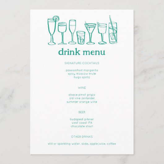 カクテルドールスケッチモダンカスタムドリンク メニュー (正面)