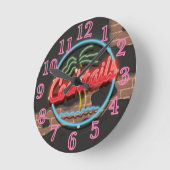 カクテルナイトクラブネオンサイン ラウンド壁時計 (傾斜)