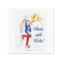 カクテルナプキンサッシー女性のカーボーイ – シックス蹴付き