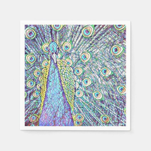 カクテルナプキンスウィッかわいらしピーコックデザイン スタンダードカクテルナプキン (正面)