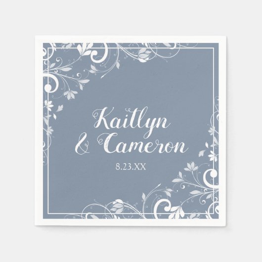 カクテルナプキンス | シックなブーケ(ダスティブルー) DK スタンダードカクテルナプキン (正面)