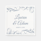 カクテルナプキンス | 渦巻エレガントき（ほこりっぽい青） スタンダードカクテルナプキン (正面)