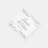 カクテルナプキンス | 渦巻エレガントき（ほこりっぽい青） スタンダードカクテルナプキン (角)