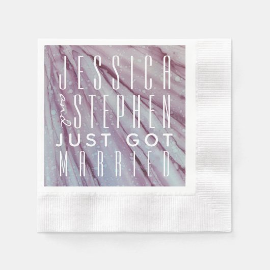 カクテルナプキンターコイズ&ラベンダース 縁ありカクテルナプキン (正面)