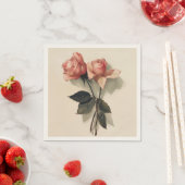 カクテルナプキン紙とヴィンテージピンクローズ スタンダードカクテルナプキン (インサイチュ)