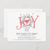 カクテルニューイヤーズイブパーティの招待状 ポストカード (正面/裏面)