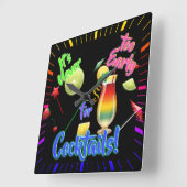 カクテルネオンホームバー スクエア壁時計 (傾斜)