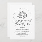 カクテルハンドドローお洒落婚約パーティ 招待状 (正面/裏面)