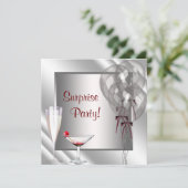 カクテルバルーン赤いサプライズ誕生日パーティー 招待状 (スタンド正面)