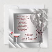 カクテルバルーン赤いサプライズ誕生日パーティー 招待状 (裏面)