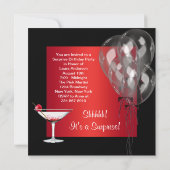 カクテルバルーン赤いサプライズ誕生日パーティー 招待状 (裏面)