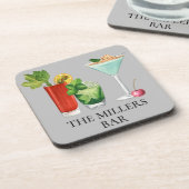 カクテルバーウォーターカラードリンクパーソナライズされた コースター (左側)