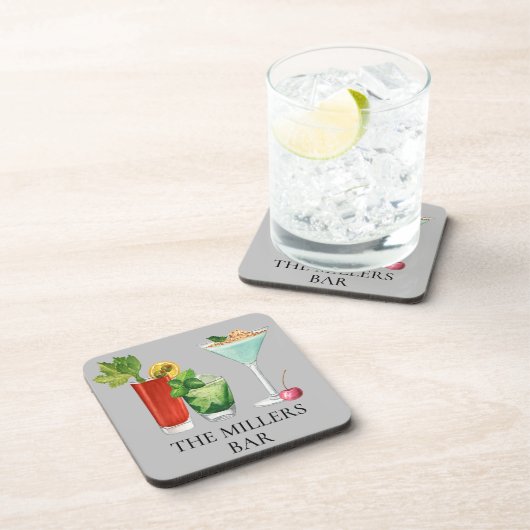 カクテルバーウォーターカラードリンクパーソナライズされた コースター (右側)