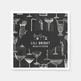 カクテルバーテンダープロフェッショナル |クラシック黒 スタンダードカクテルナプキン
