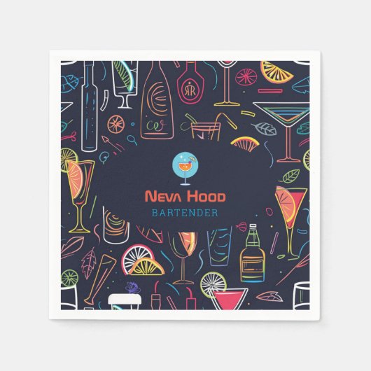 カクテルバーテンダープロフェッショナル |ネオンライト スタンダードカクテルナプキン (正面)